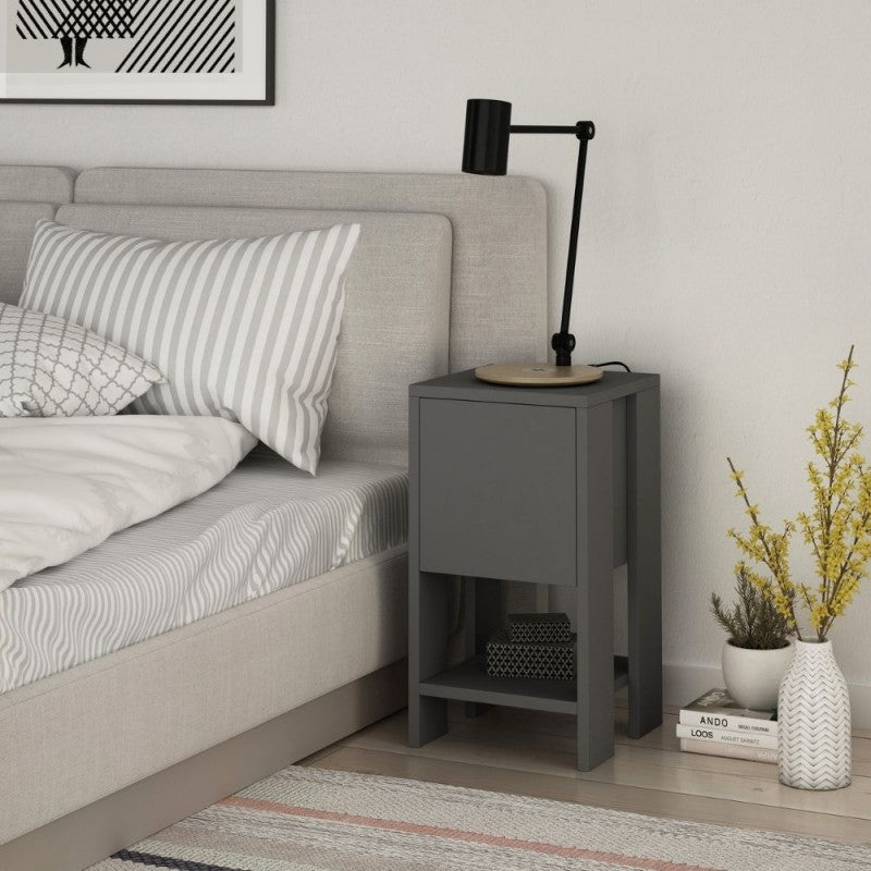 Comodino con Anta a Ribalta Grigio Antracite 30x30x55