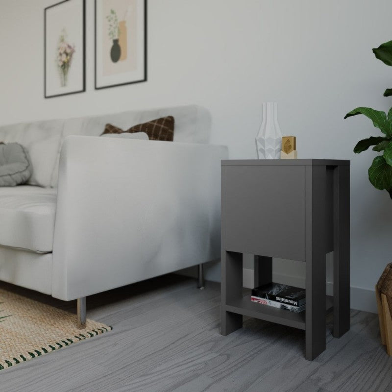 Comodino con Anta a Ribalta Grigio Antracite 30x30x55