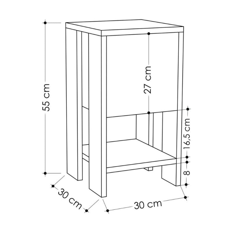 Comodino con Anta a Ribalta Grigio Antracite 30x30x55