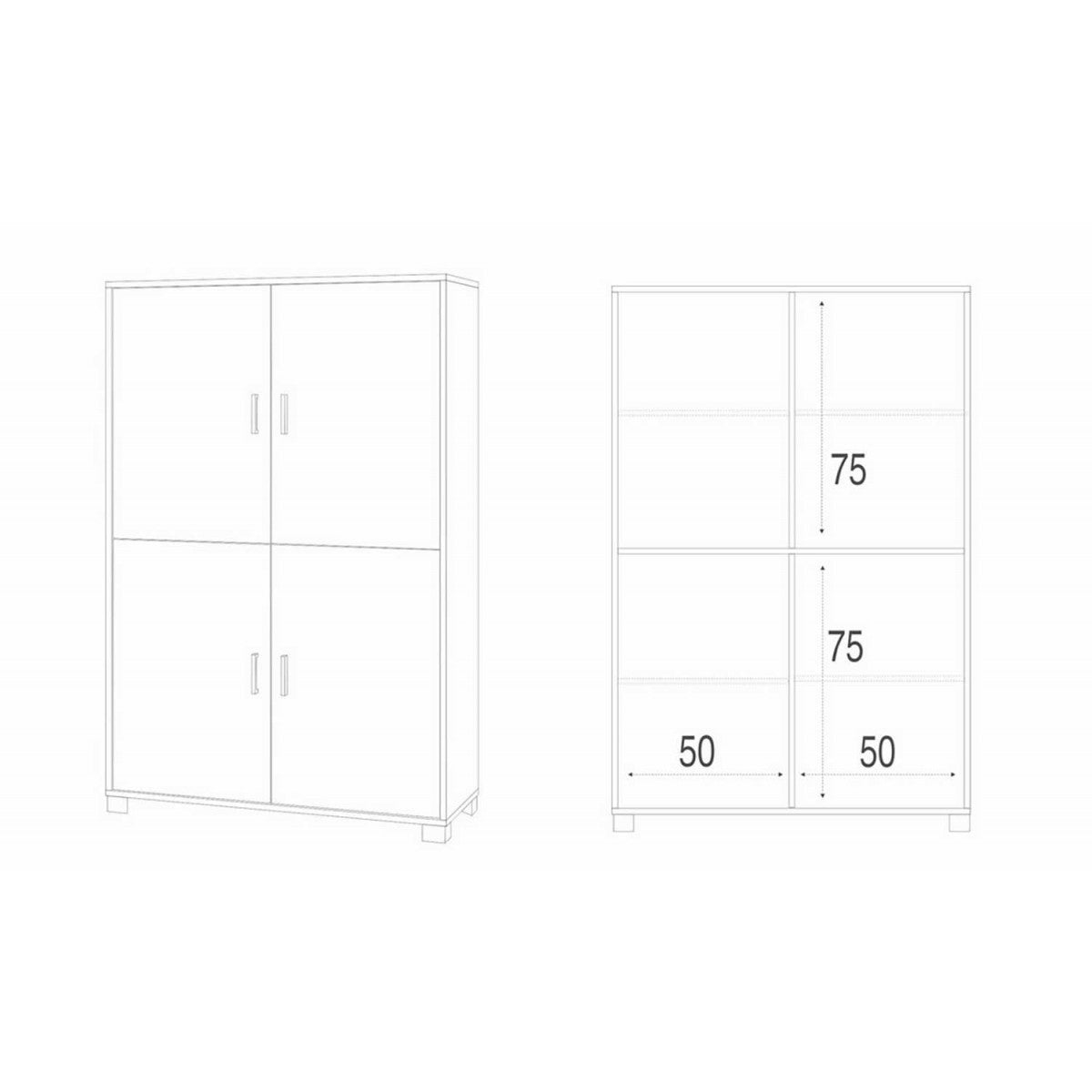 Credenza 4 Ante Noce Bianco Madia Buffet Ripiani Ufficio Dispensa Piattaia