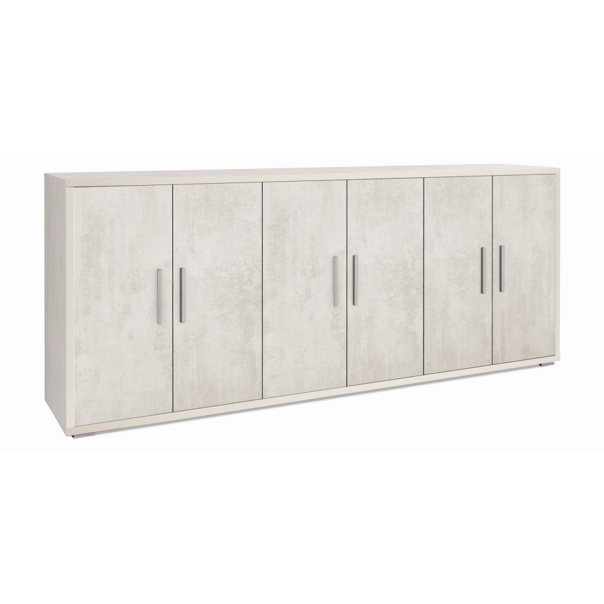 Credenza Armadio Basso Legno Mobile 6 Ante 200 Bianco Ripiani TV Moderno