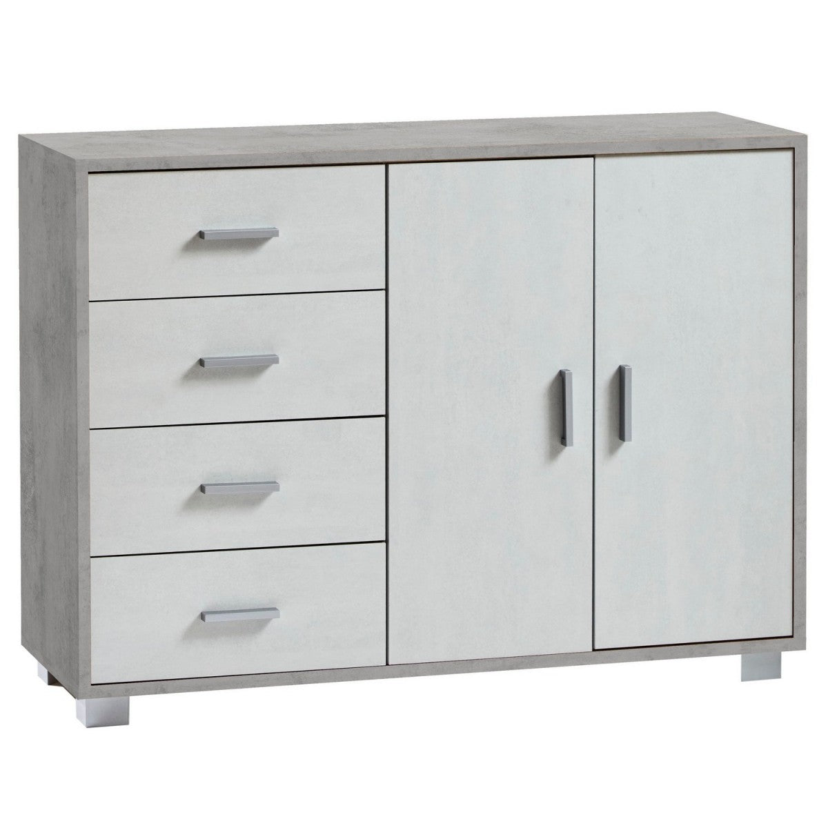Credenza Cemento Bianco Mobile 2 Ante 4 Cassetti Madia Contenitore Salone