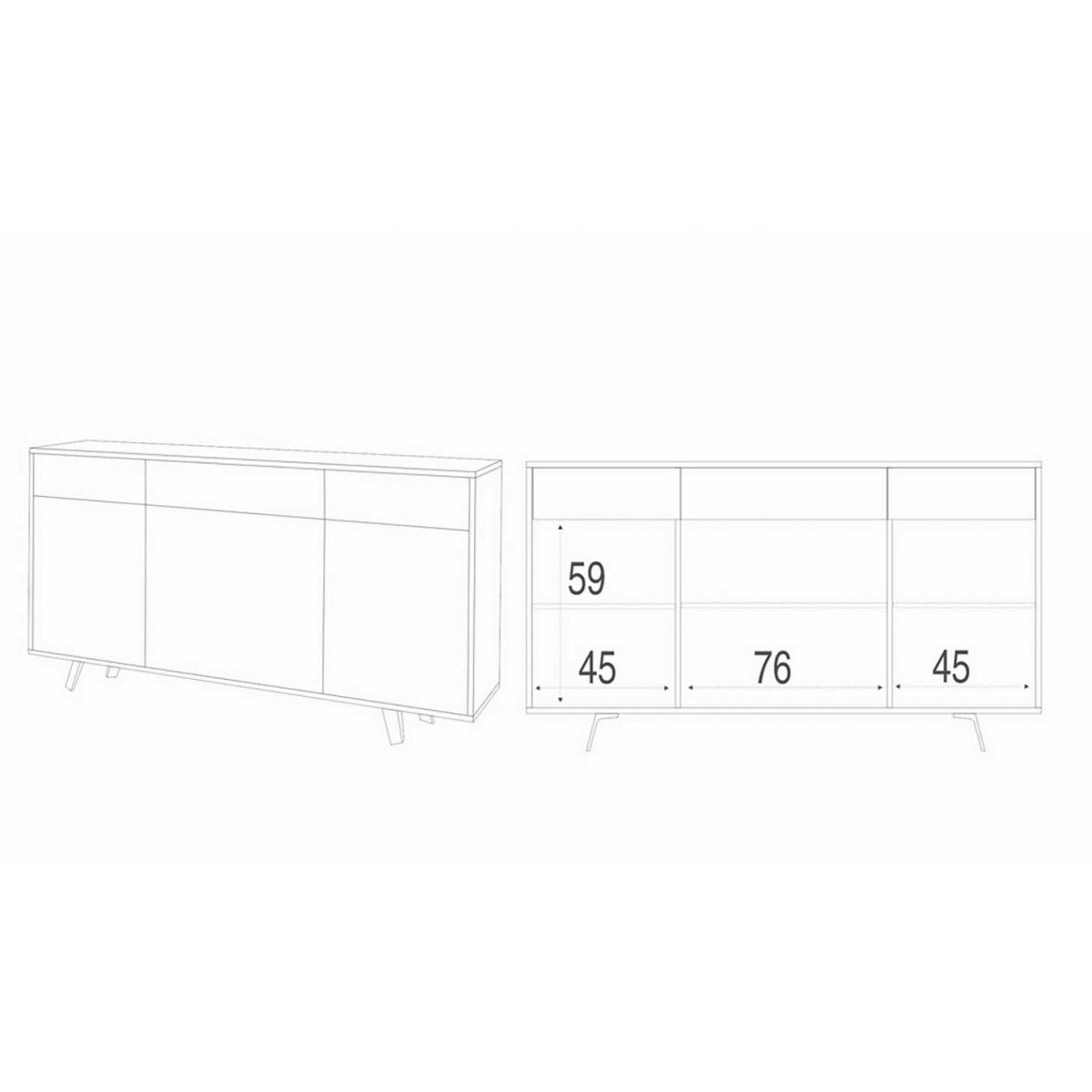 Credenza Madia 3 Ante 3 Cassetti Bianco Nero Mobile Soggiorno Armadio