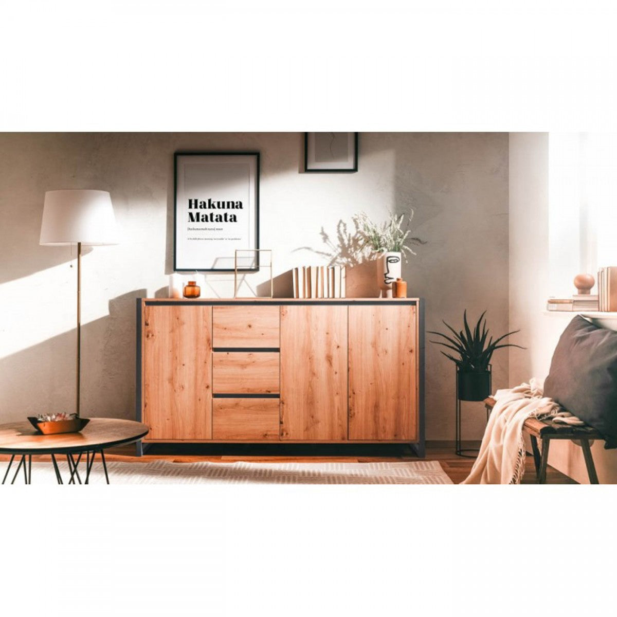 Credenza Mobile Madia in Legno quercia con Ante e Cassetti