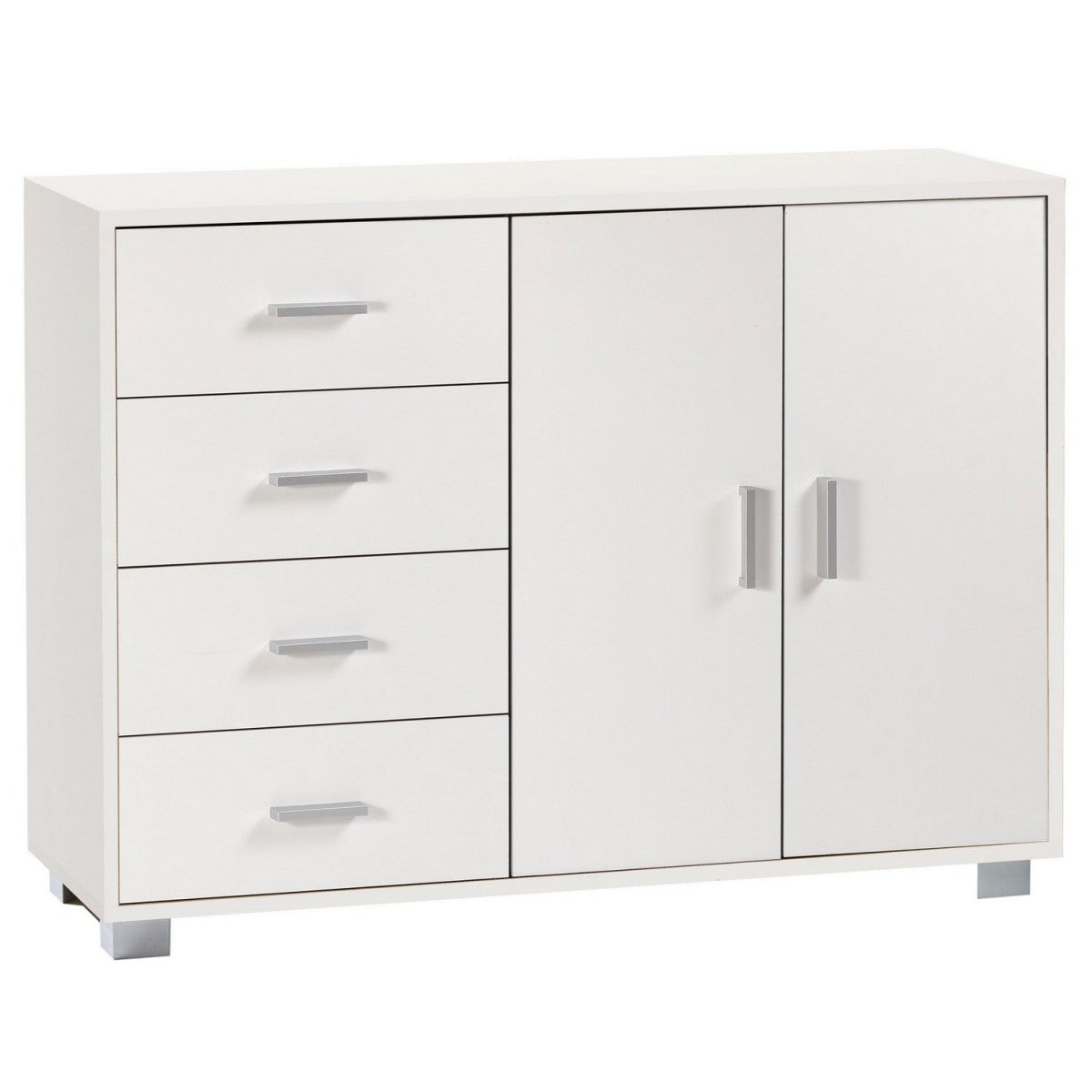 Credenza Mobile Bianco 2 Ante 4 Cassetti Madia Contenitore Soggiorno