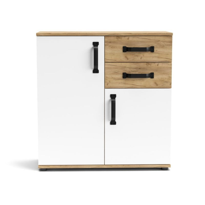 Credenza Bianca Rovere 2 Ante da Interno Salone 2 Cassetti 80x32x83 cm