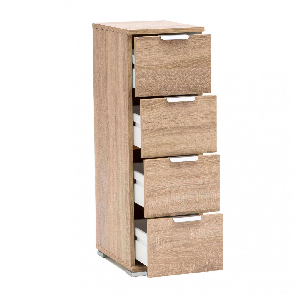 Cassettiera 4 cassetti marrone chiaro cm 27x38x85 moderna e pratica