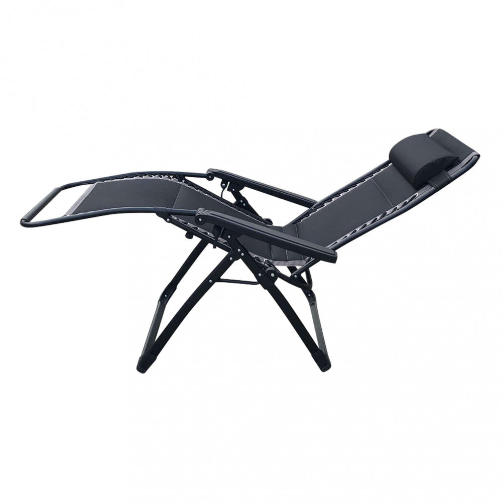 Sdraio Comfort con Braccioli Basculante Nero Spiaggia Giardino