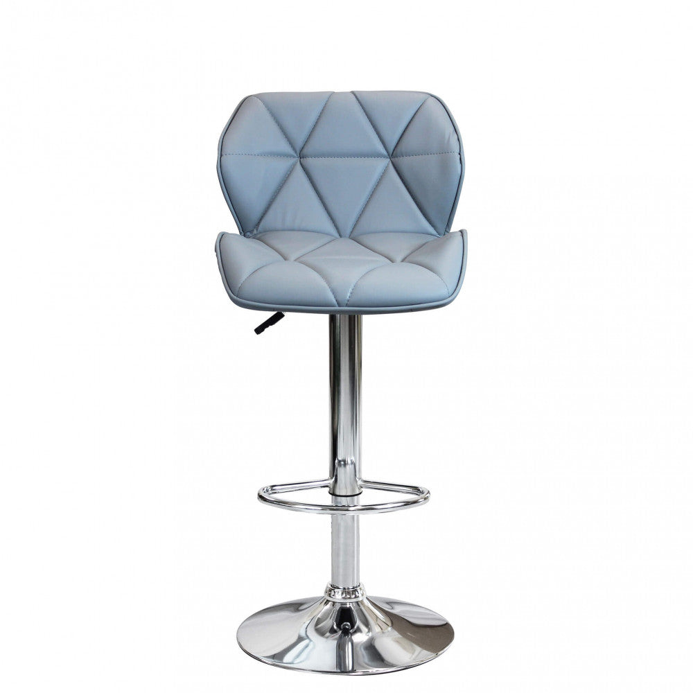 Sgabello Grigio Ecopelle con Struttura in Metallo