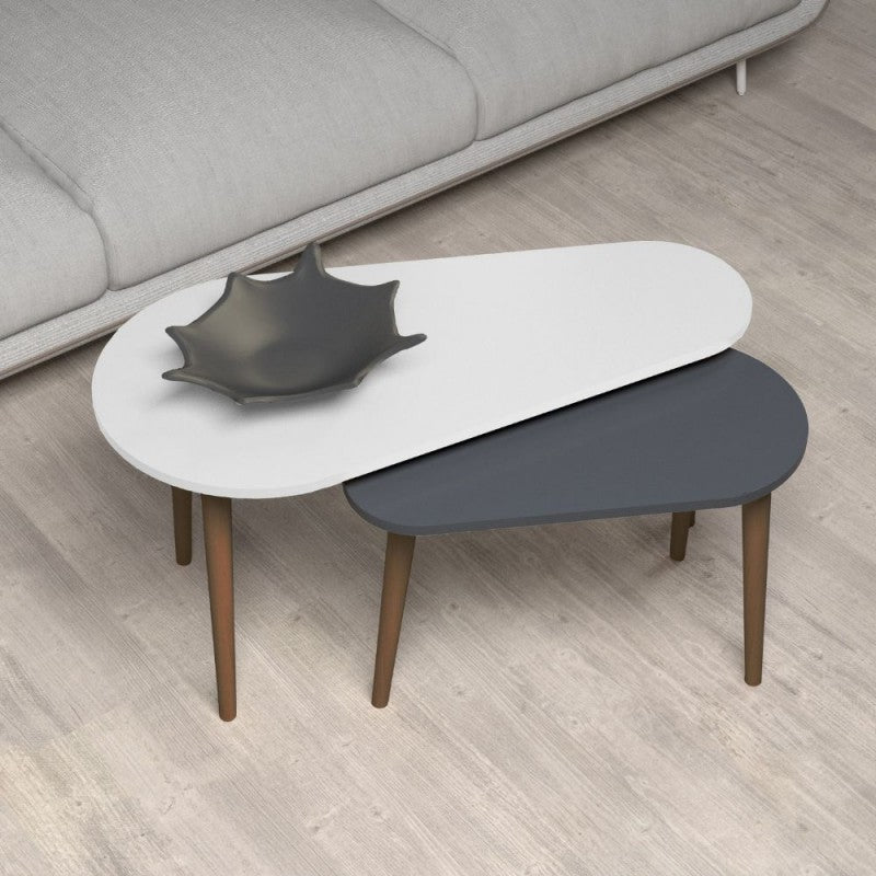 Tavolino da Caffè in Legno Antracite e Bianco Tavolino dal Design Moderno