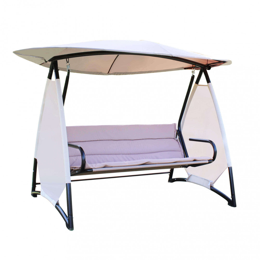 Dondolo Beige e Nero 278x154x186 cm con Struttura in Acciaio