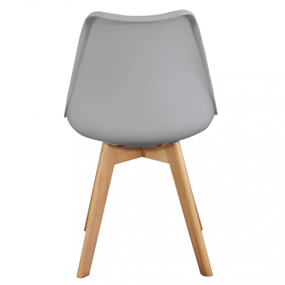 Sedia Grigia in Polipropilene e Legno Senza Braccioli Design Moderno
