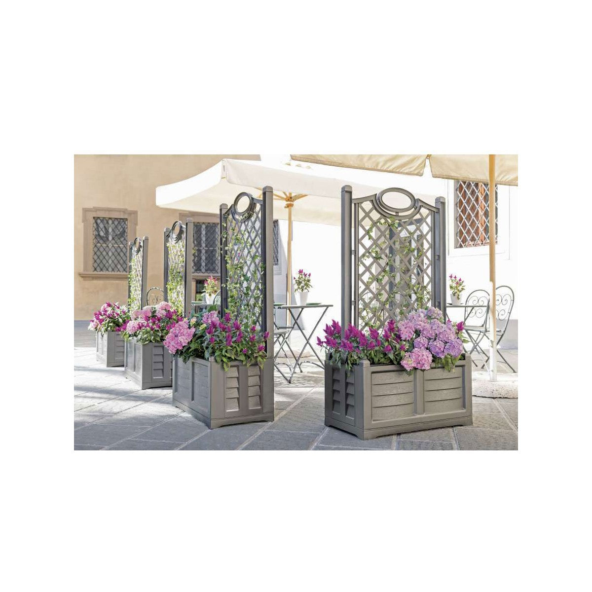 Fioriera 80x42 in Resina Spalliera Grigliato Antracite da Balcone