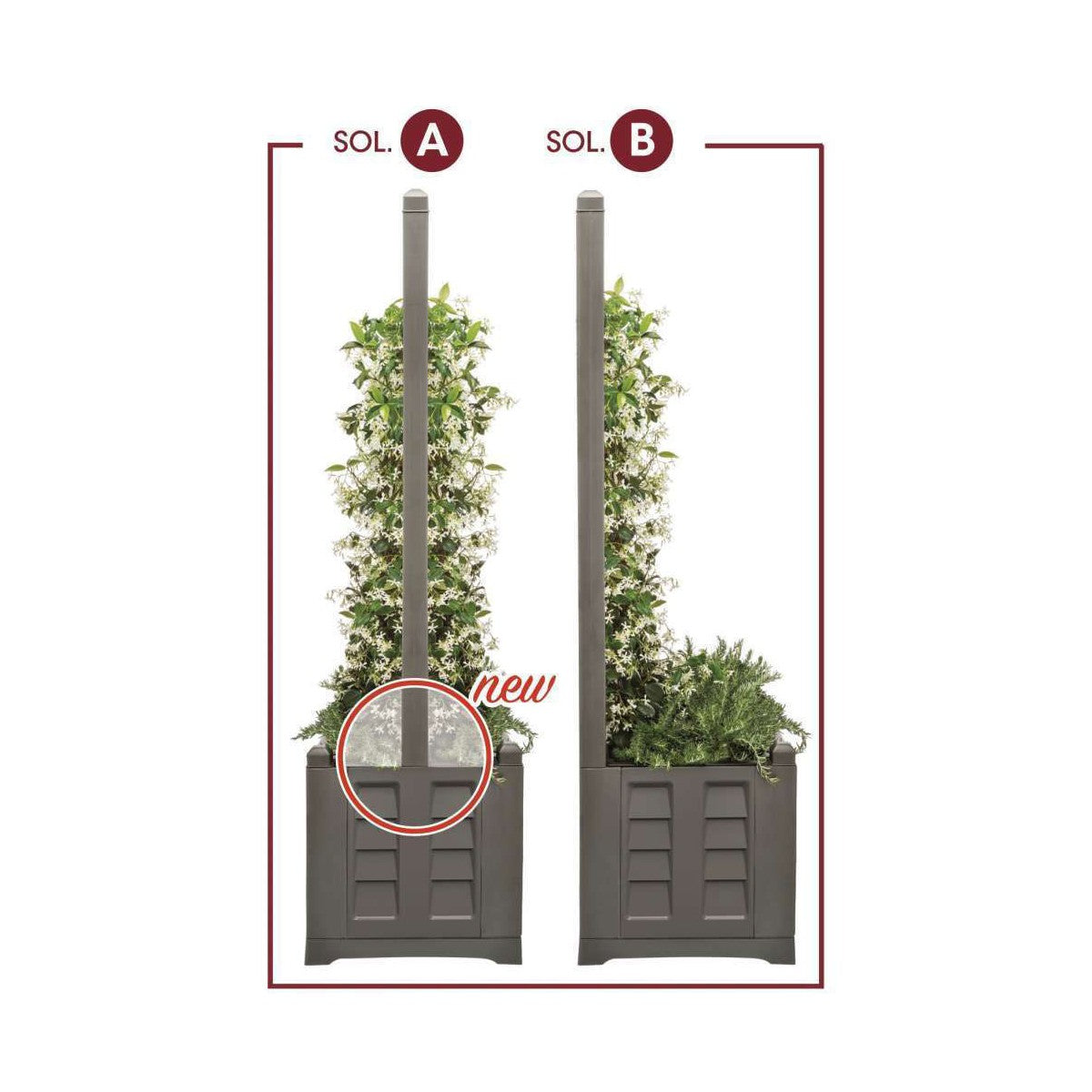 Fioriera 80x42 in Resina Spalliera Grigliato Antracite da Balcone