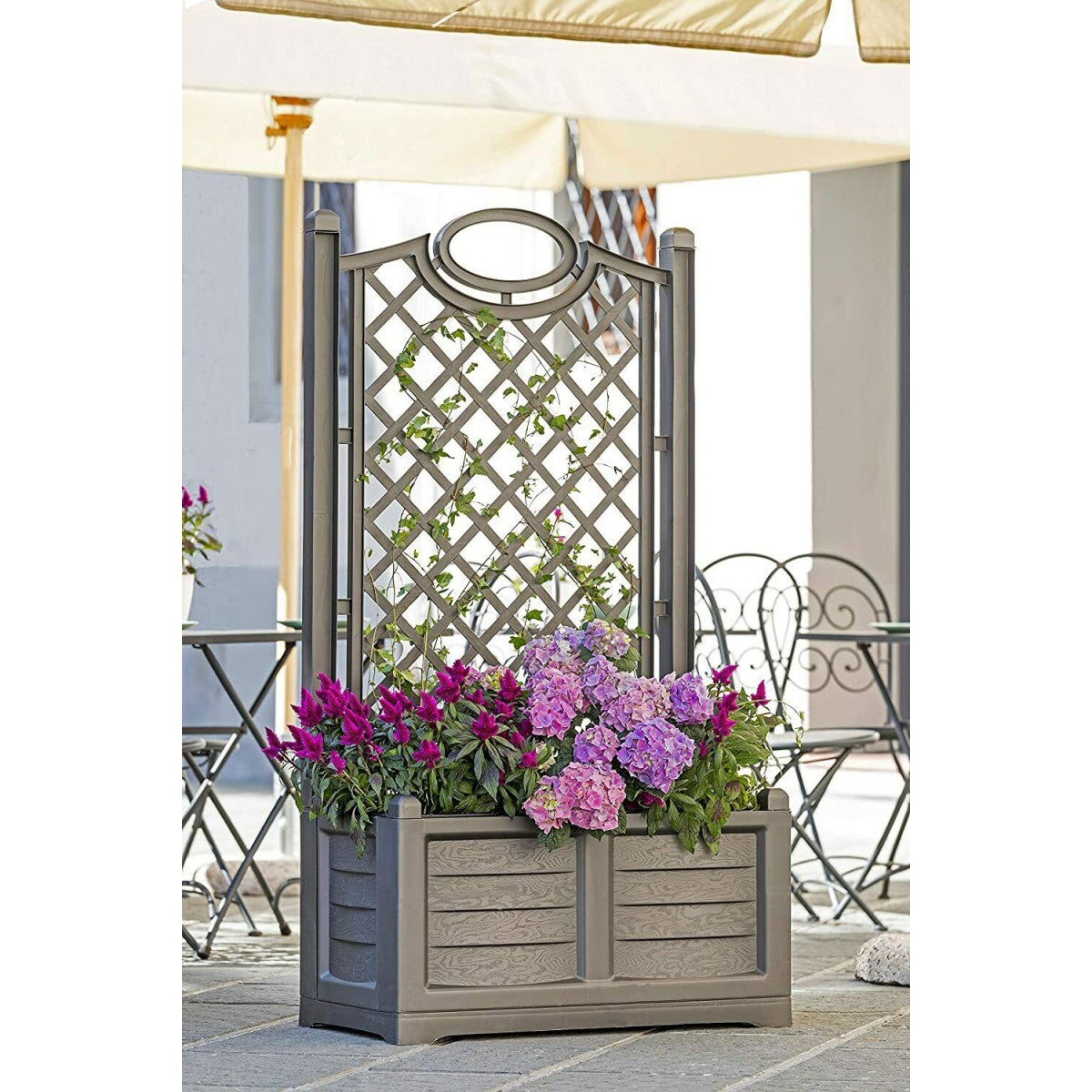 Fioriera 80x42 in Resina Spalliera Grigliato Antracite da Balcone