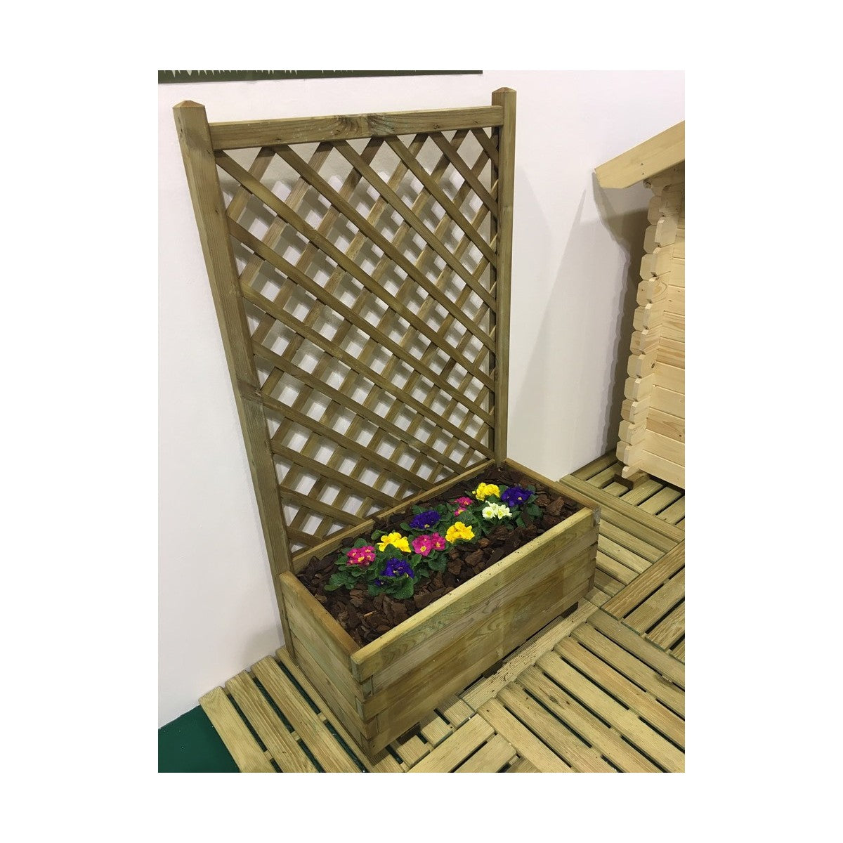 Fioriera con Grigliato 80 cm Balcone Vaso Spalliera Legno Rettangolare Portavaso