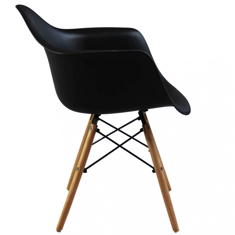 Set di 4 sedie con Braccioli, marrone e nero, metallo e legno Design Moderno