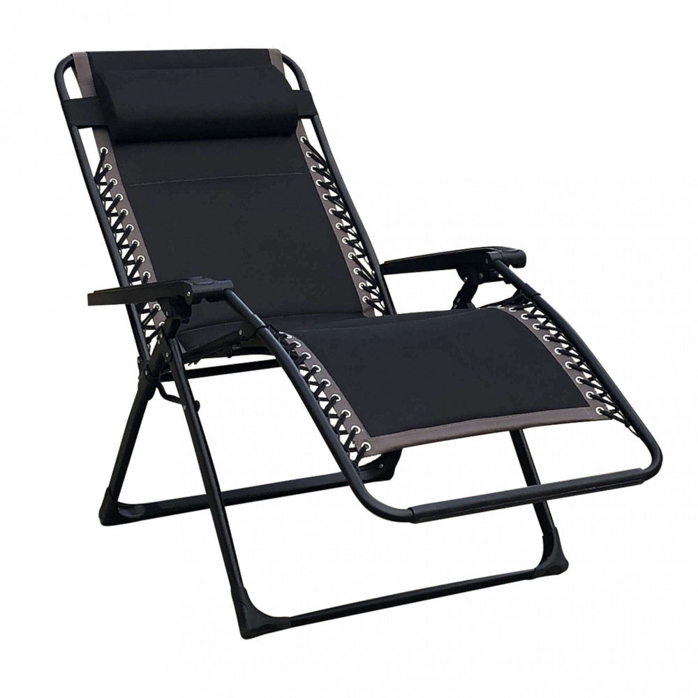 Sdraio Comfort con Braccioli Basculante Nero Spiaggia Giardino