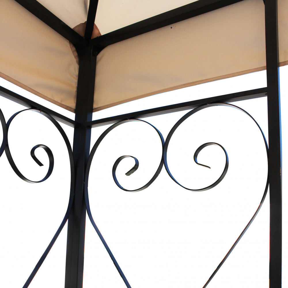Gazebo 3x3 Ecrù con Struttura Antracite in Acciaio per giardino esterno