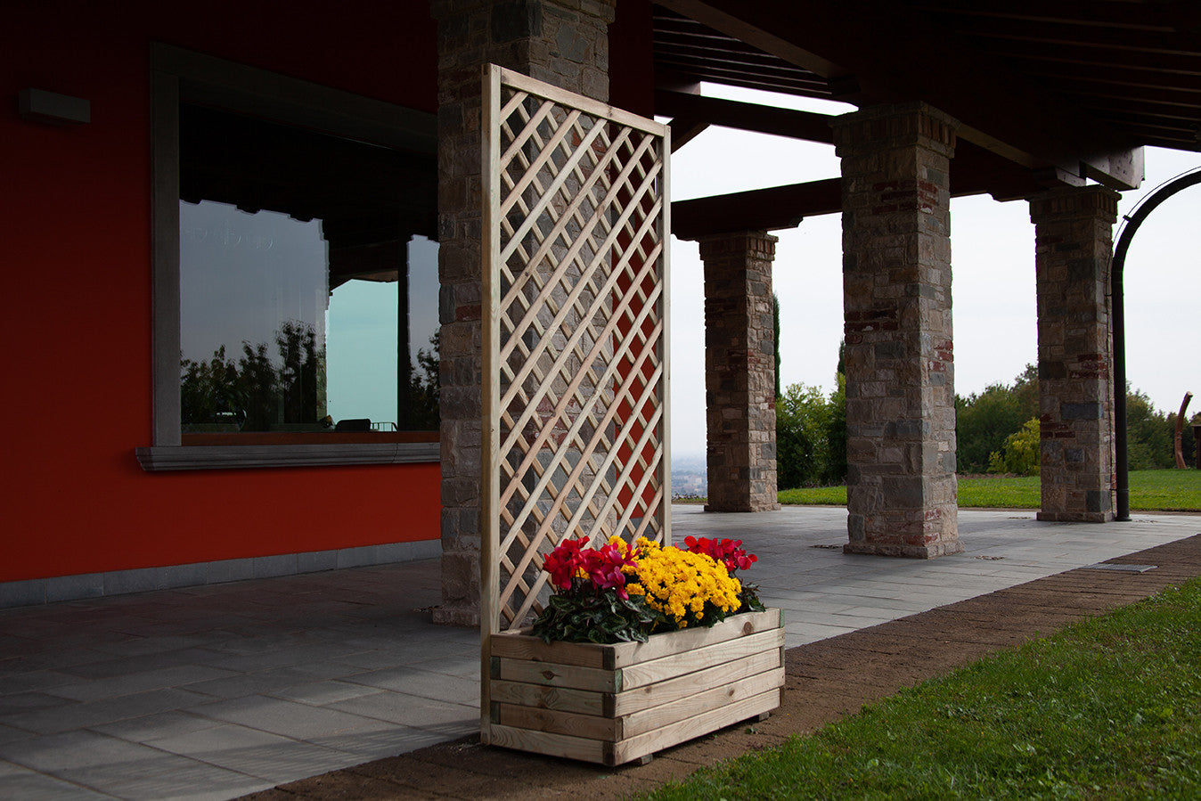 Fioriera con Grigliato 90 Balcone Vaso Spalliera in Legno Rettangolare Portavaso
