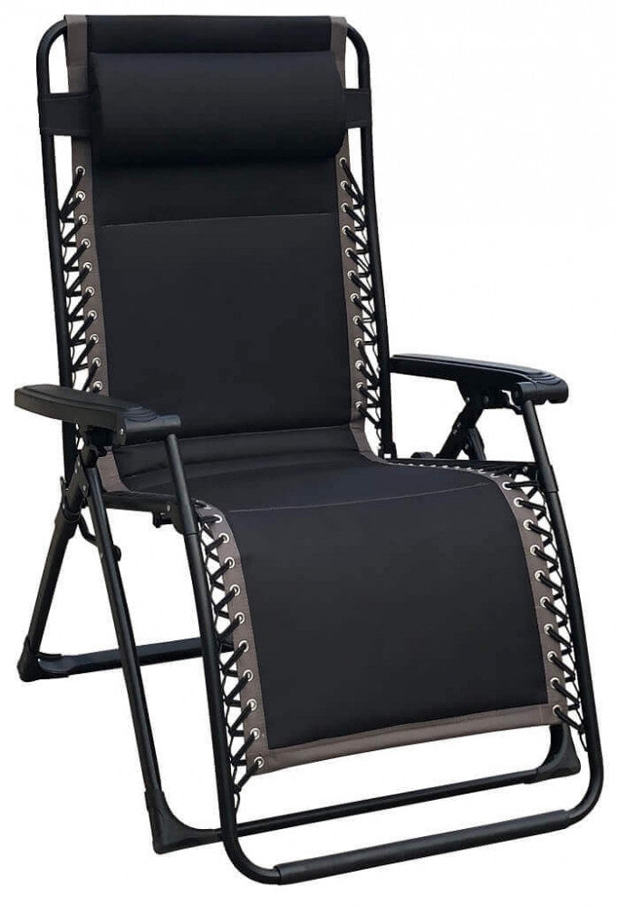 Sdraio Comfort con Braccioli Basculante Nero Spiaggia Giardino