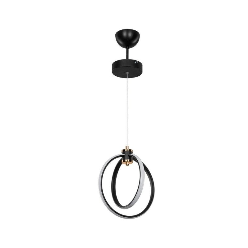 Lampada a sospensione LED Felicia due cerchi nero oro