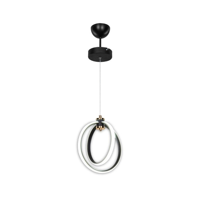 Lampada a sospensione LED Felicia due cerchi nero oro