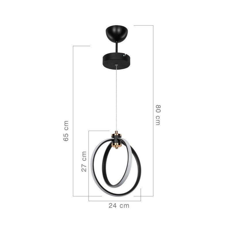 Lampada a sospensione LED Felicia due cerchi nero oro