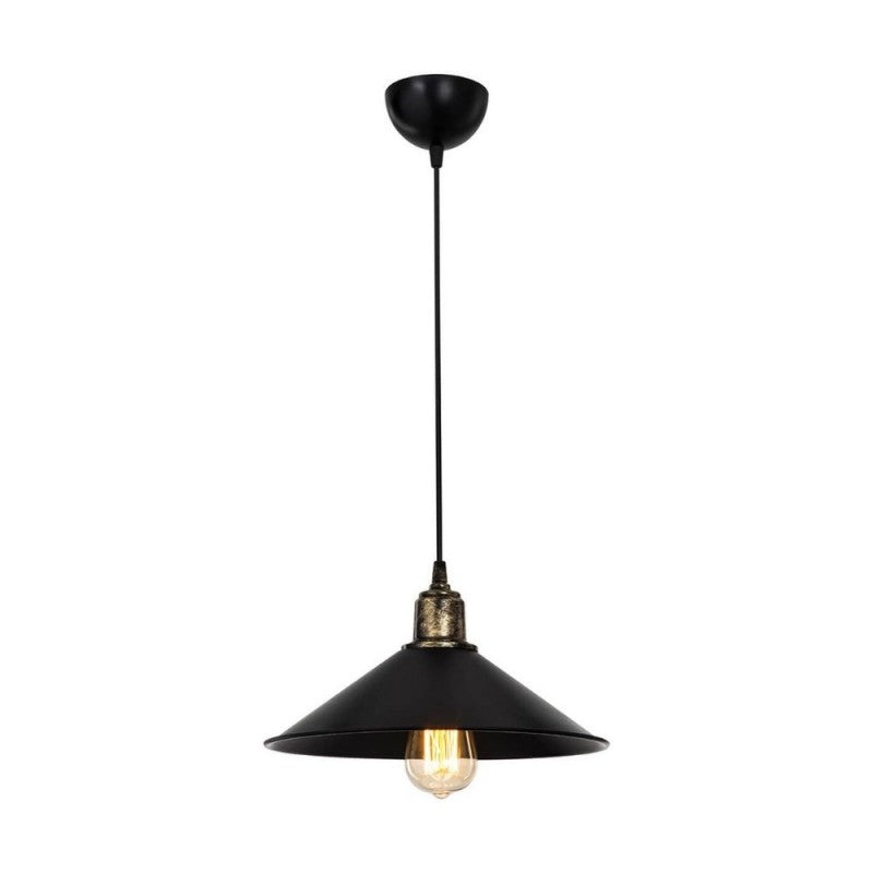 Lampada a Sospensione Nera in Plastica forma a Cono