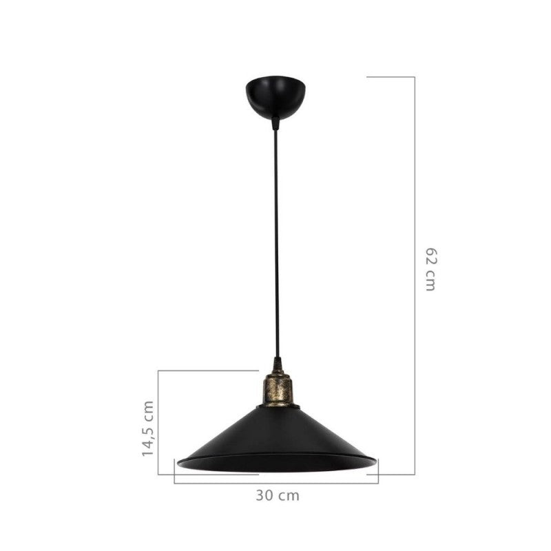 Lampada a Sospensione Nera in Plastica forma a Cono