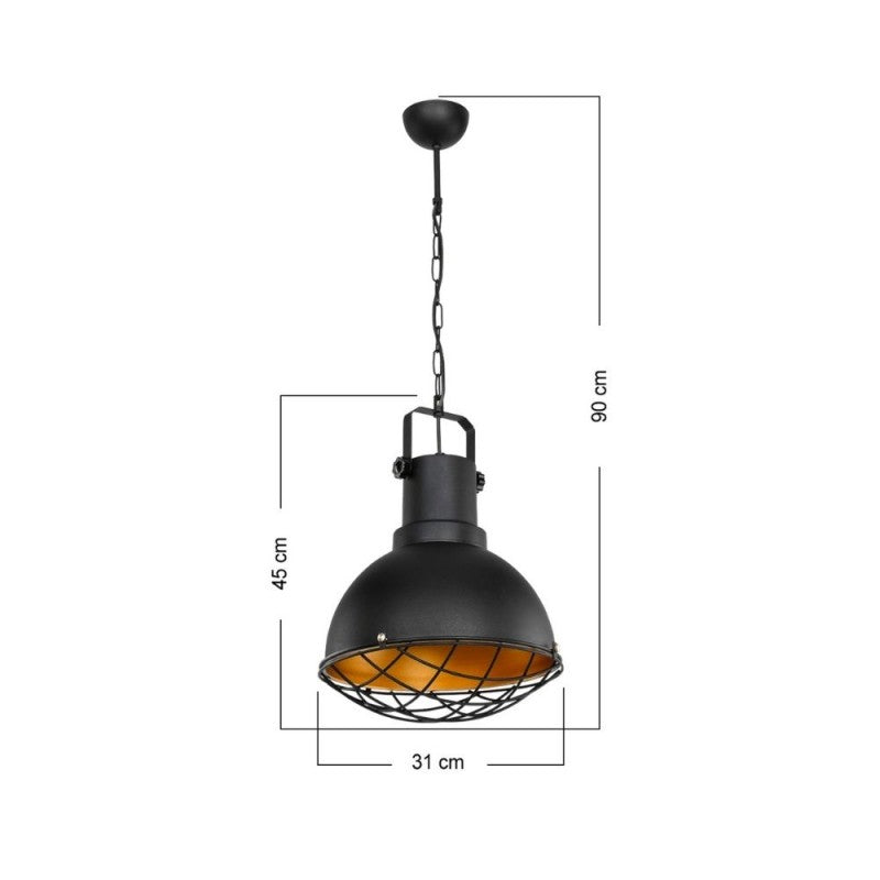 Lampada a Sospensione stile industriale Nero da Interno salone