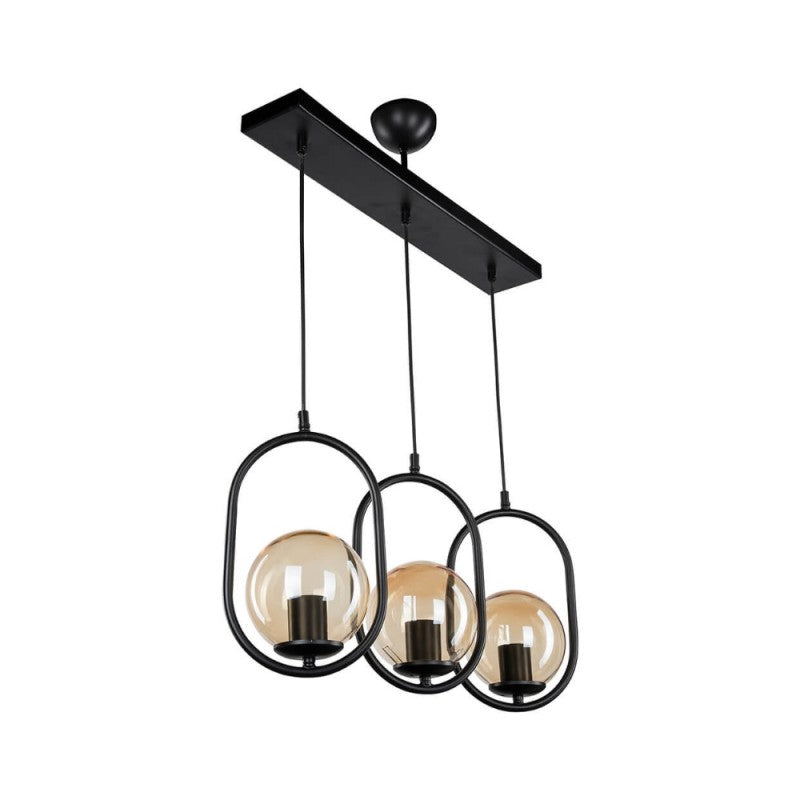 Lampada da soffitto Narissa Salone Stanza in metallo nero 3 luci