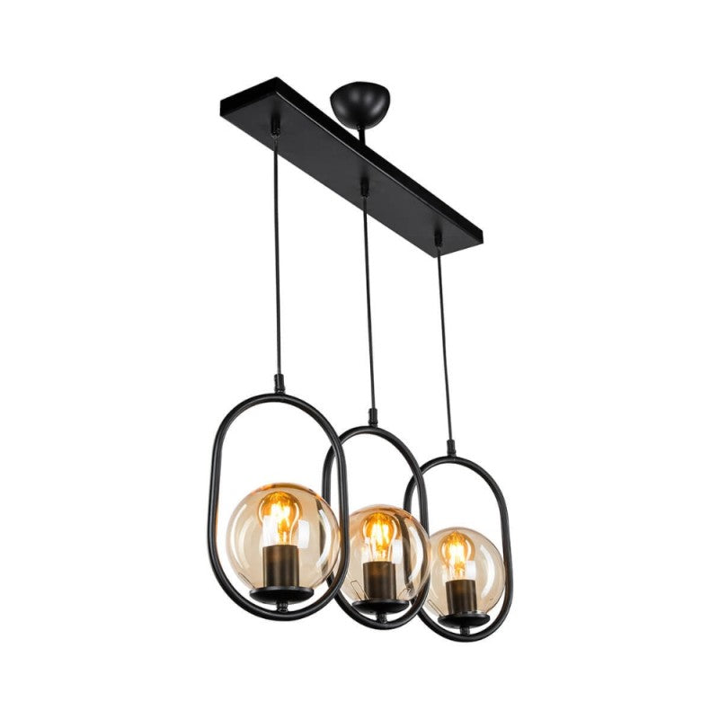 Lampada da soffitto Narissa Salone Stanza in metallo nero 3 luci