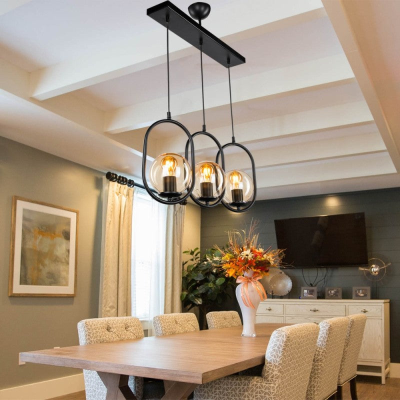 Lampada da soffitto Narissa Salone Stanza in metallo nero 3 luci
