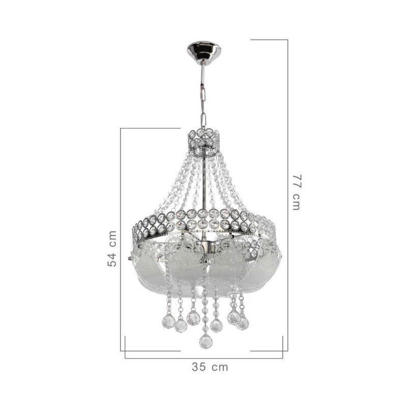 Lampada da soffitto Elegante argento cristallo 3 luci Salone Camera