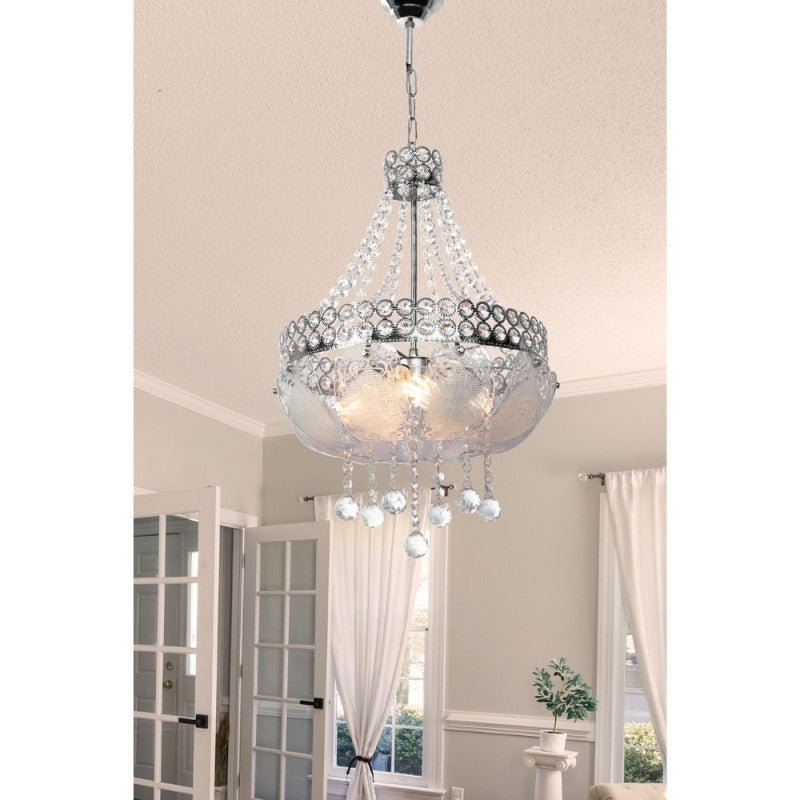 Lampada da soffitto Elegante argento cristallo 3 luci Salone Camera