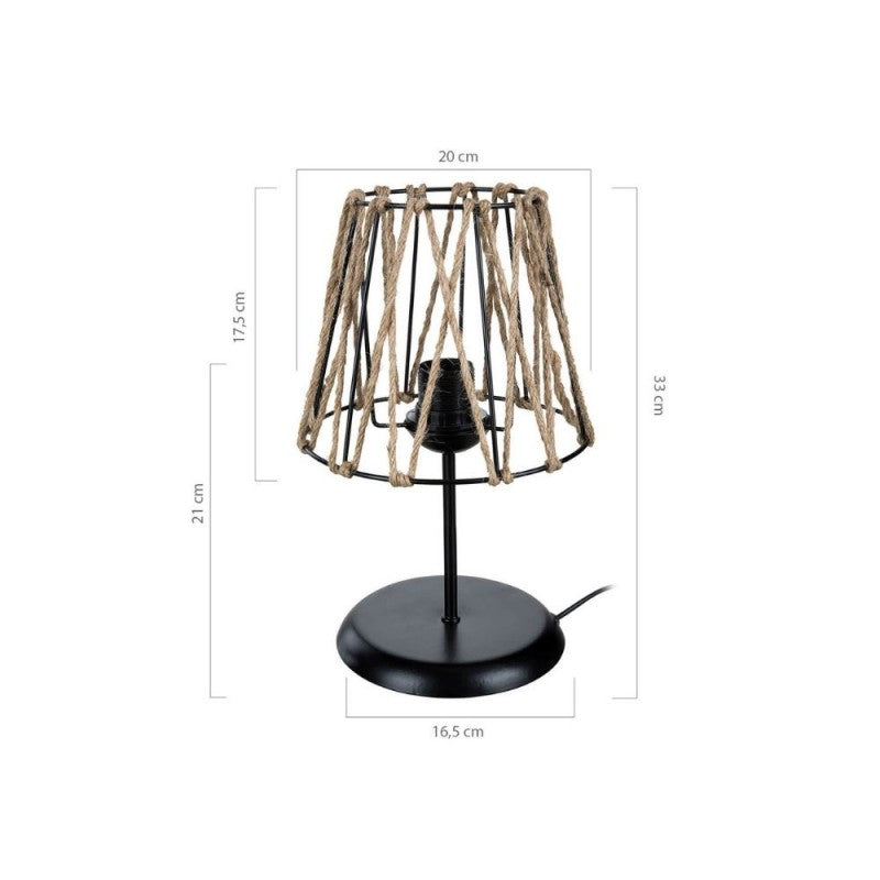 Lampada da tavolo in metallo e iuta design naturale 33 cm