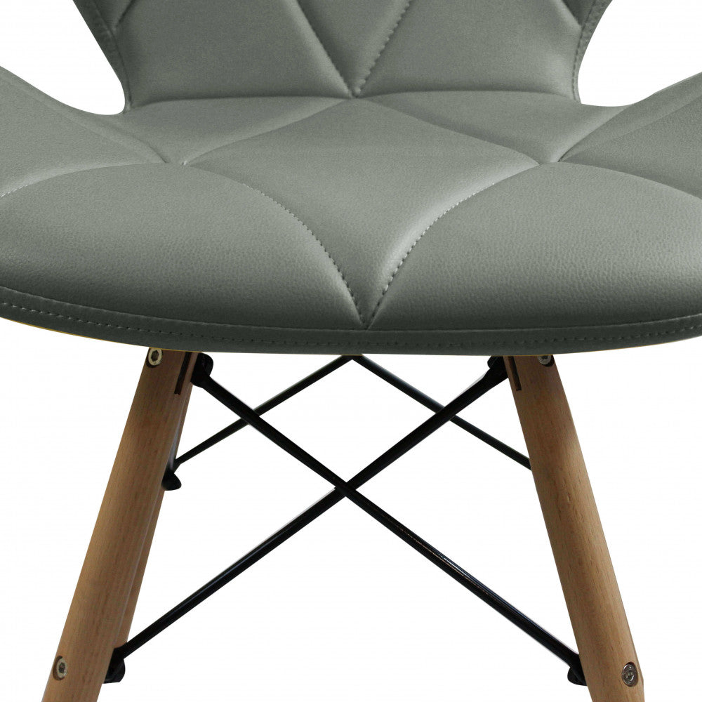 Sedia moderna grigia in ecopelle con gambe in legno Salone Salotto Camera