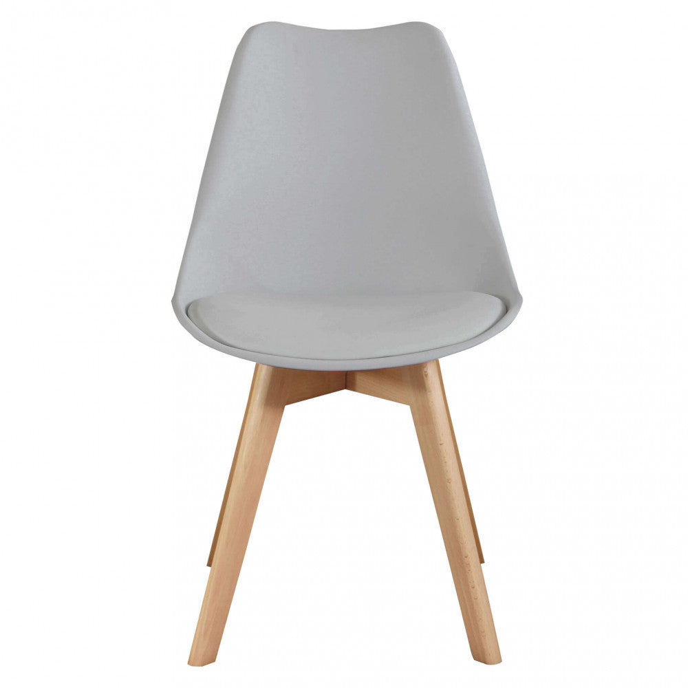 Sedia Grigia in Polipropilene e Legno Senza Braccioli Design Moderno