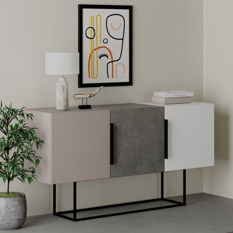 Credenza Madia 3 Ante da Soggiorno Salone Bianco Tortora Cemento