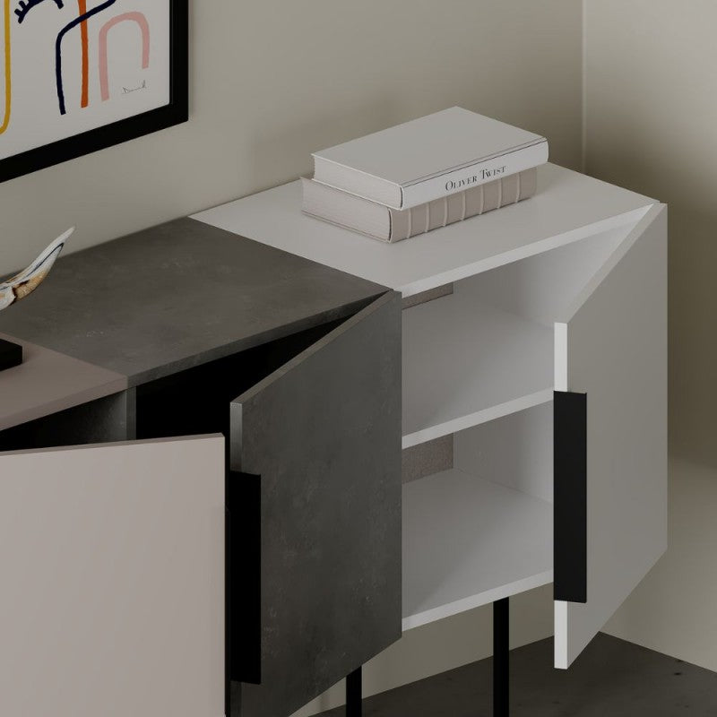 Credenza Madia 3 Ante da Soggiorno Salone Bianco Tortora Cemento