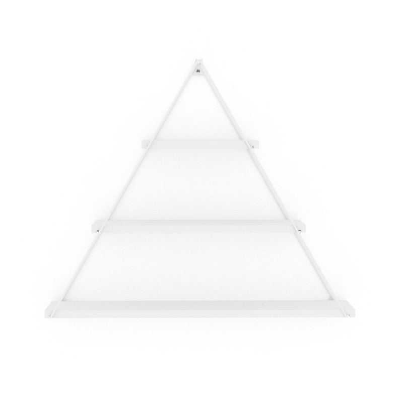 Scaffale Con 3 Ripiani Triangolare a Muro Acciaio e Legno Bianco
