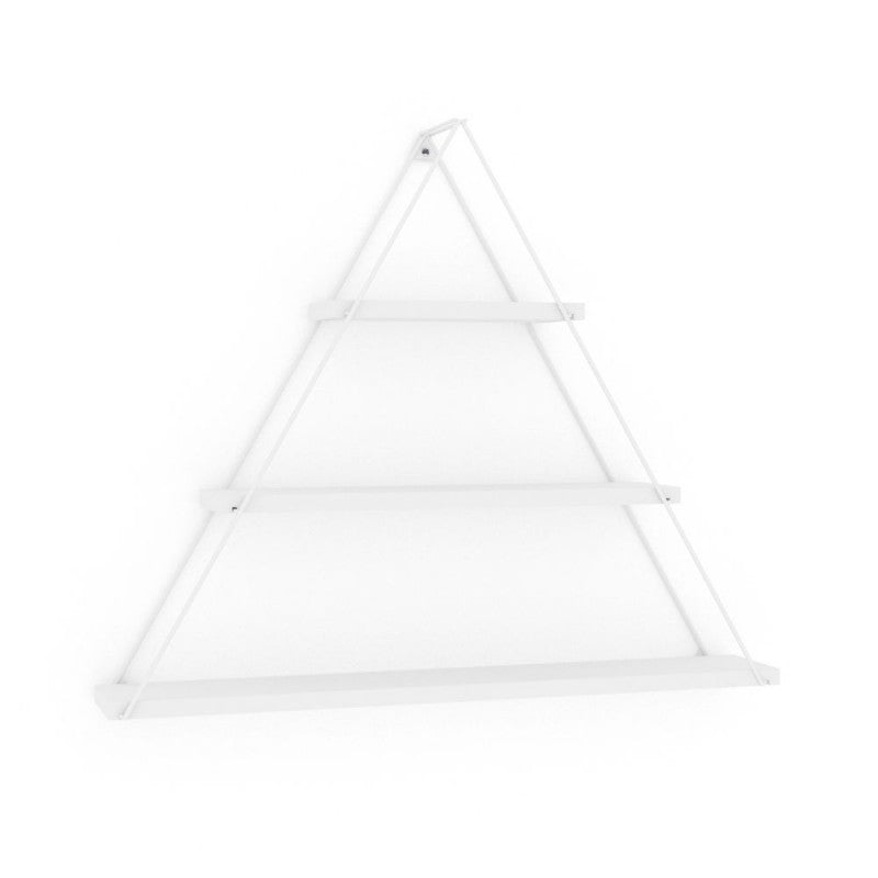 Scaffale Con 3 Ripiani Triangolare a Muro Acciaio e Legno Bianco
