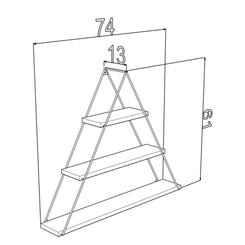 Scaffale Con 3 Ripiani Triangolare a Muro Acciaio e Legno Bianco