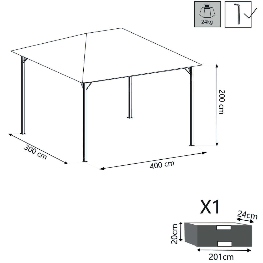Gazebo 3x4 Beige con Struttura Antracite per Esterno Terrazzo