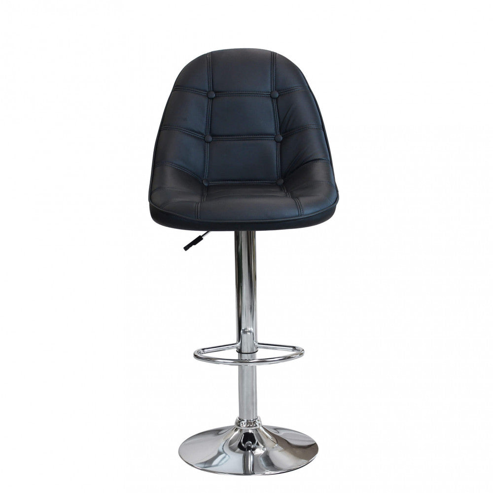 Sgabello in Ecopelle Nero con Struttura in Metallo 116 cm