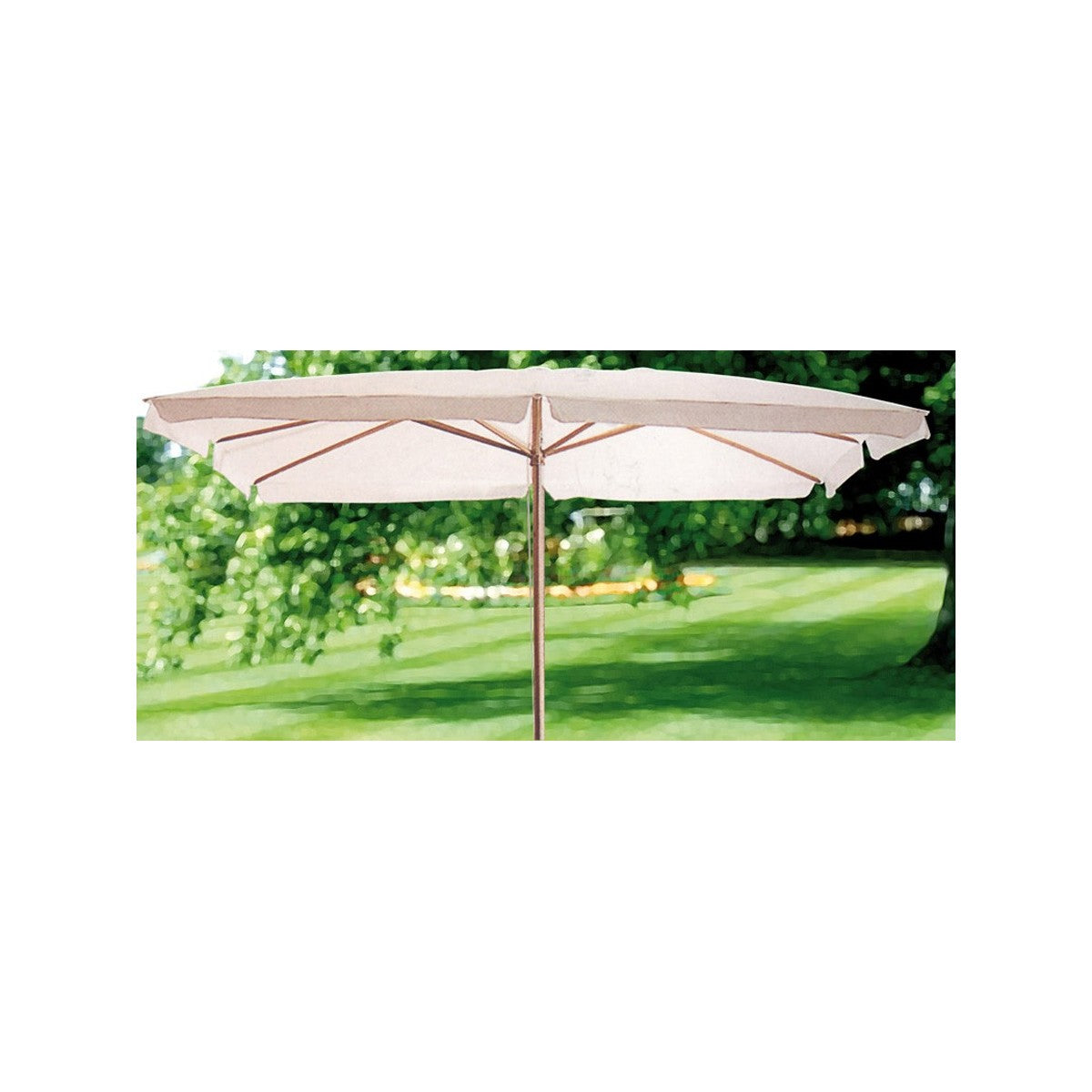 Ombrellone Legno 3x4 Ercu Rettangolare con Palo Centrale Antivento da Esterno Giardino