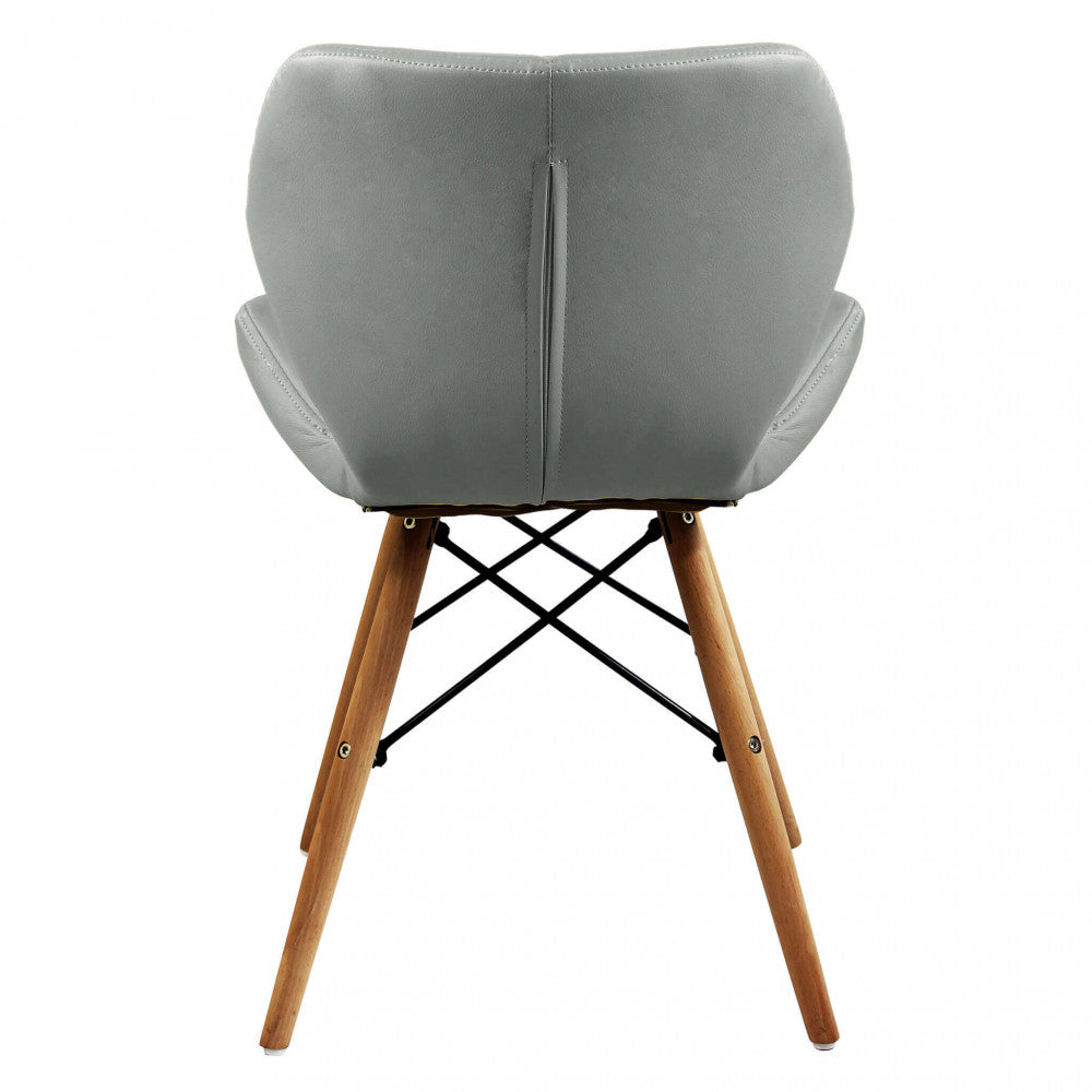 Sedia moderna grigia in ecopelle con gambe in legno Salone Salotto Camera