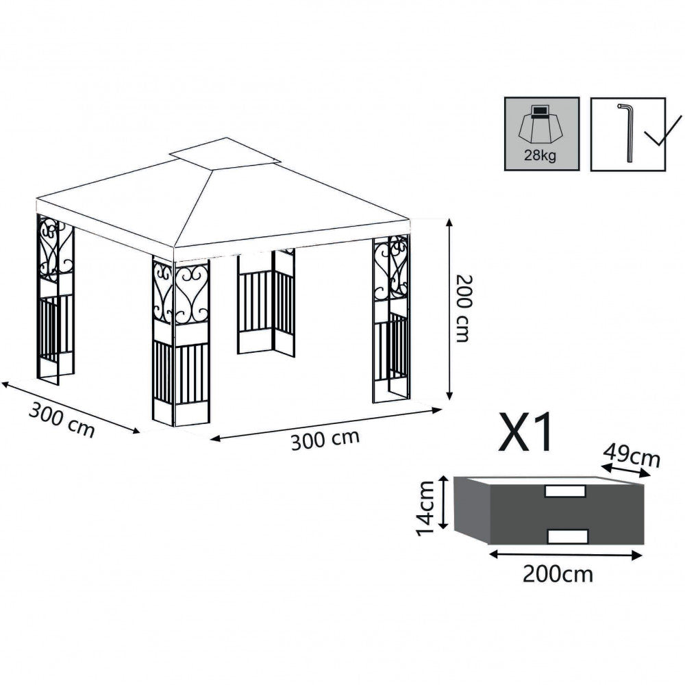 Gazebo 3x3 Ecrù con Struttura Antracite in Acciaio per giardino esterno