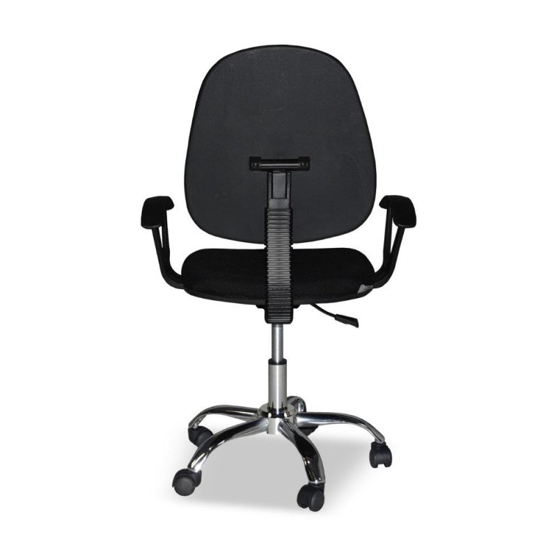 Sedia da Ufficio in Tessuto Nero con Base Cromata